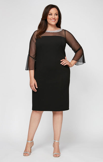 Plus Olivia Illusion Neck Crepe Dress