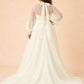 Minimalist Plus Size Wedding Gown with Sheer Long Sleeves
