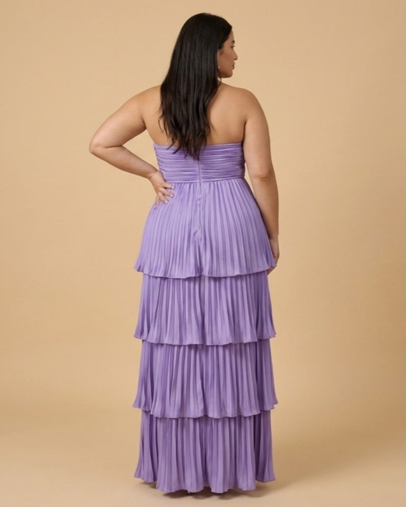 Chantarae Plus Size Timeless Satin A Line Strapless Bridesmaid Dress Elegant Sweetheart Satin Gown for Wedding  -N0387
