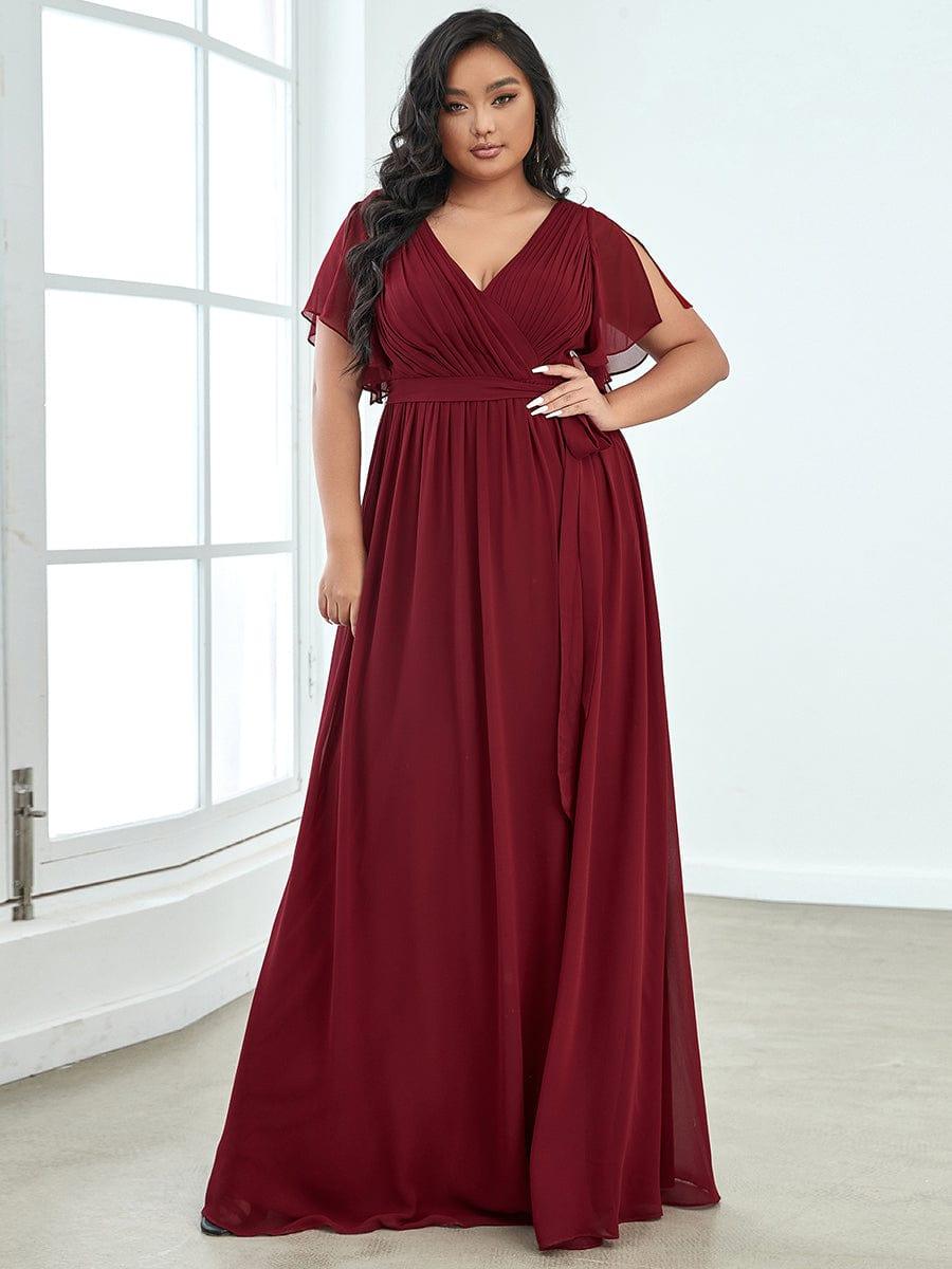 Plus Size Chiffon Tie-Waist Evening Dress