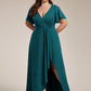 Plus Size Glitter Ruffled High-Low Front Slit Evening Dress