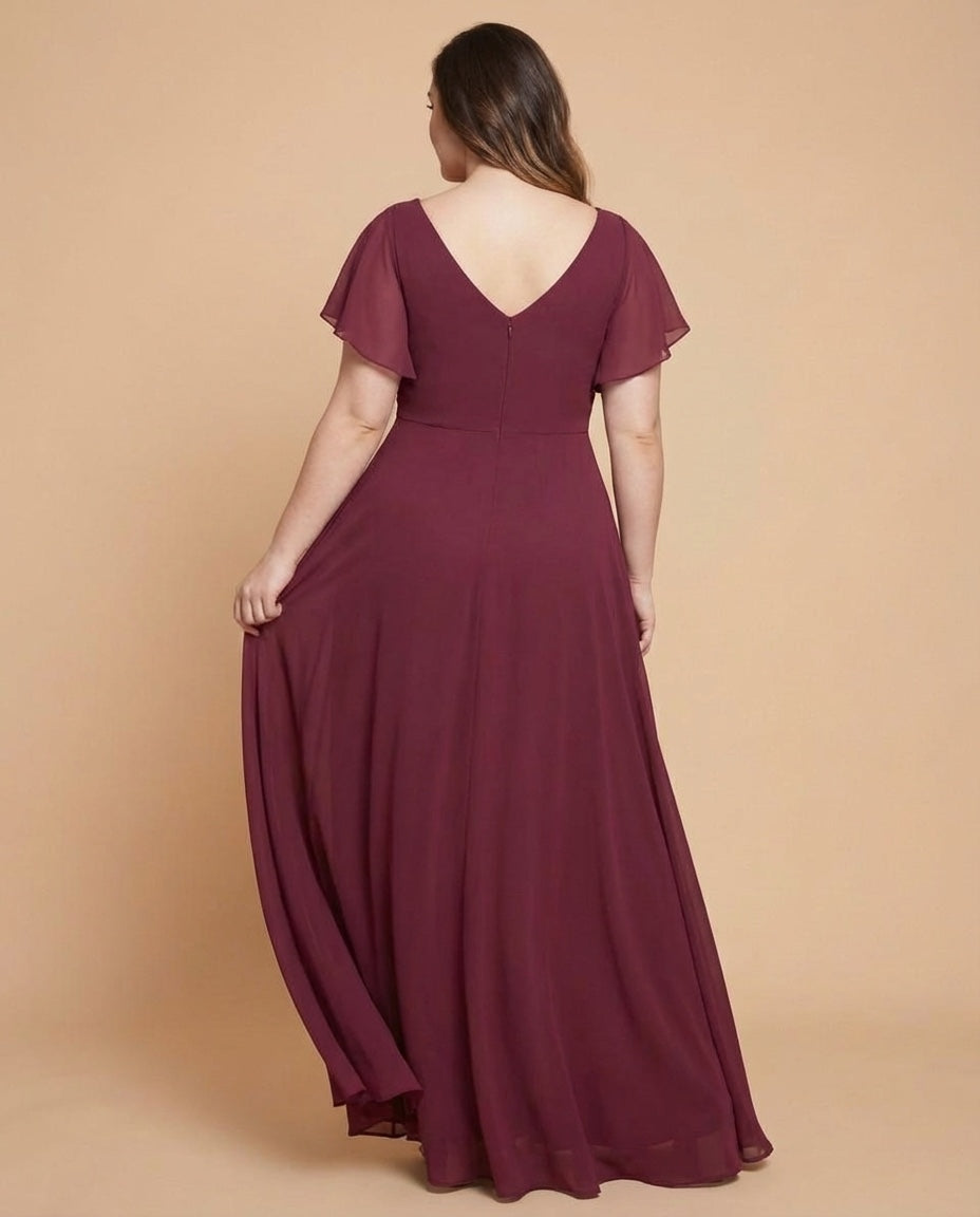 Avenleigh Timeless Chiffon A-Line Plus Size Bridesmaid Dress Ruched Waist - N0331