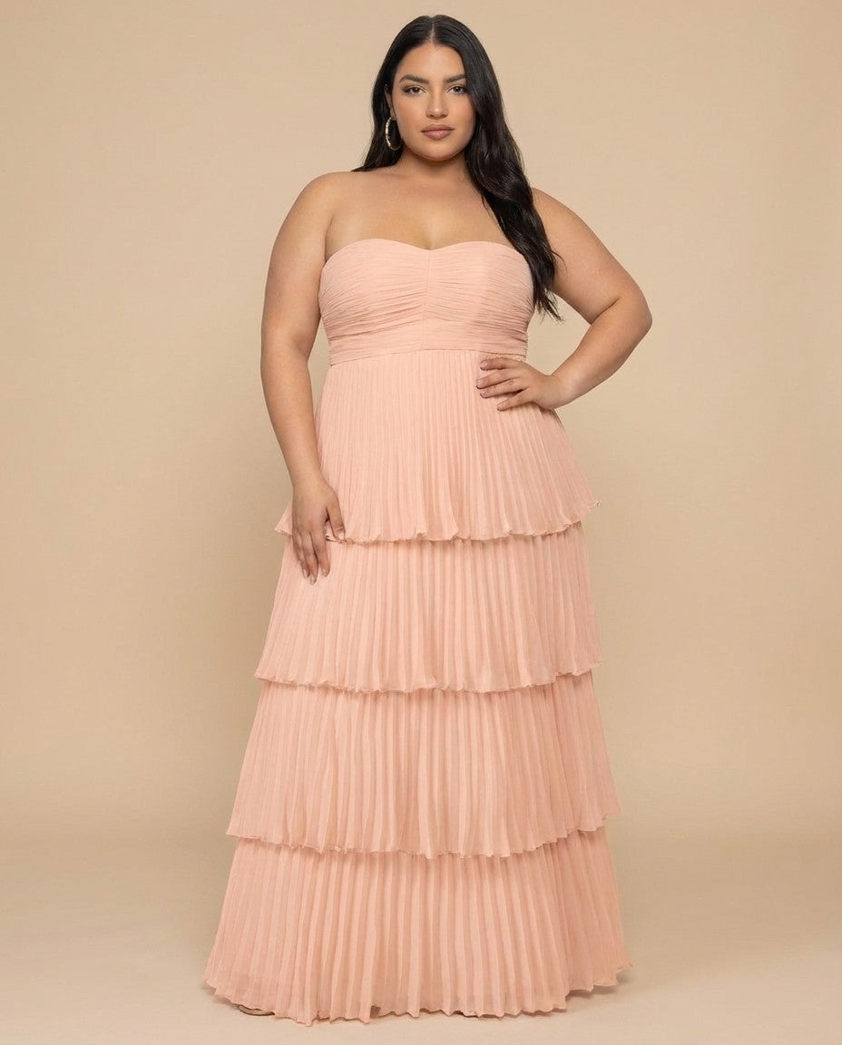 Chantarae Romantic Plus Size A Line Chiffon Bridesmaid Dress Sweetheart Floor Length Formal Gown For Wedding Guest Prom Wedding Events - N0372