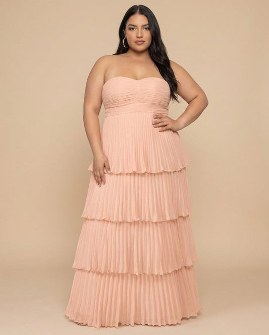 Chantarae Romantic Plus Size A Line Chiffon Bridesmaid Dress Sweetheart Floor Length Formal Gown For Wedding Guest Prom Wedding Events - N0372