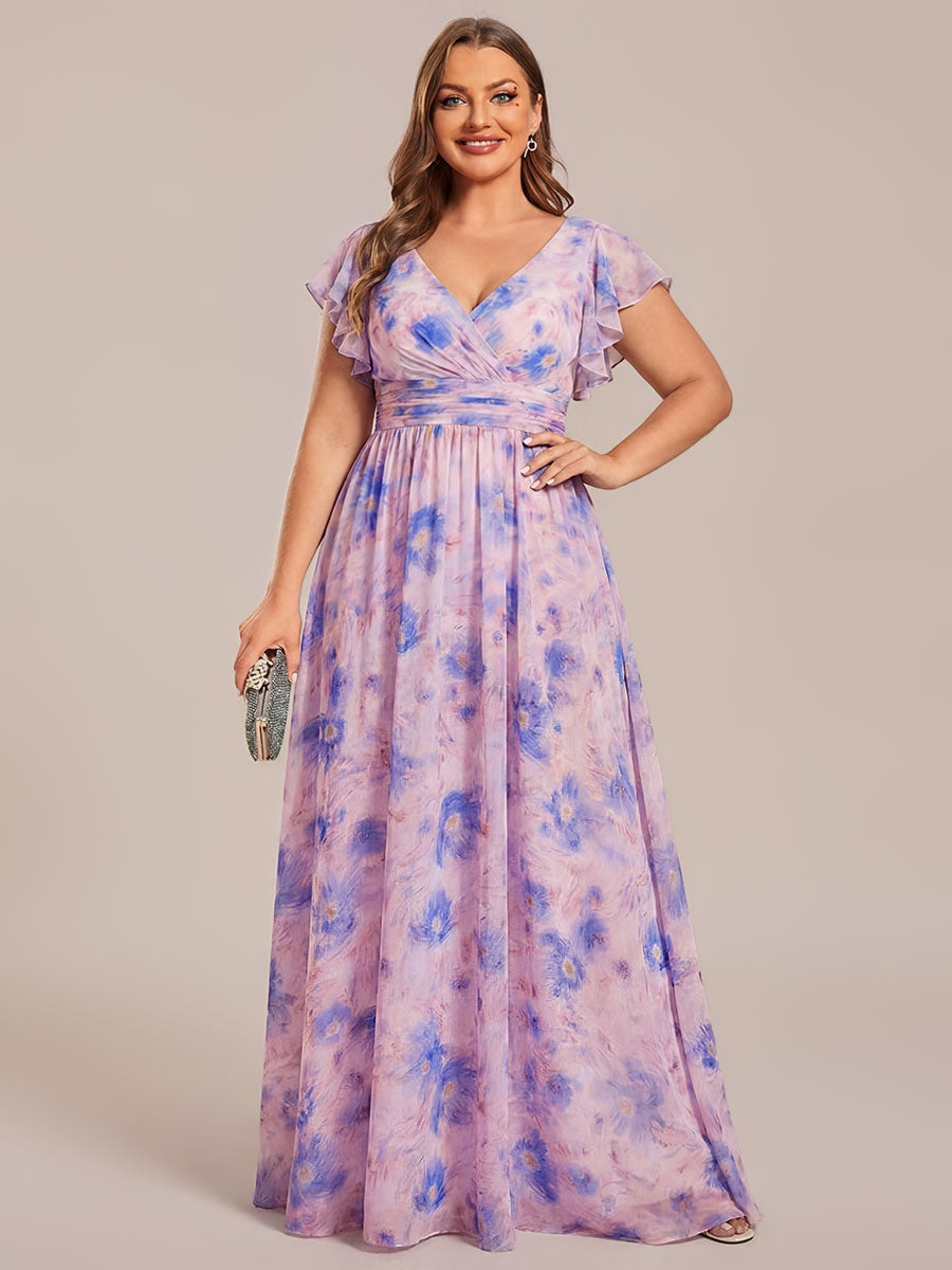 Plus Size Chiffon Pleated A-Line Back Cutout Bridesmaid Dress