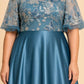Plus Size Formal Prom Dress with Sequin Embroidery and A-Line Skirt
