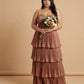Chantarae Soft Satin Ruffled A-Line Plus Size Bridesmaid Dress for Wedding Parties - N0382