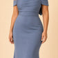 Plus Size Off Shoulder Ruched Bridesmaid Dress with Statement Back Bow