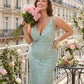 Silvarelle Romantic Plus Size Sheath Lace Bridesmaid Dress with Floral Texture for Wedding -N0351