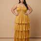 Chantarae Plus Size A Line Satin Strapless Evening Gown for Curvy Bridesmaid Wedding Prom Formal Partyn -N0385
