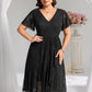 Plus Size Ruffled Sleeves Lace A-Line Formal Evening Dress