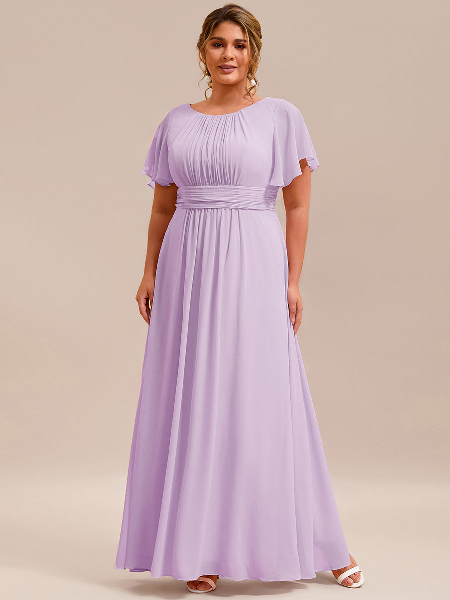 Plus Size Simple Chiffon Pleated A-Line Bridesmaid Dress