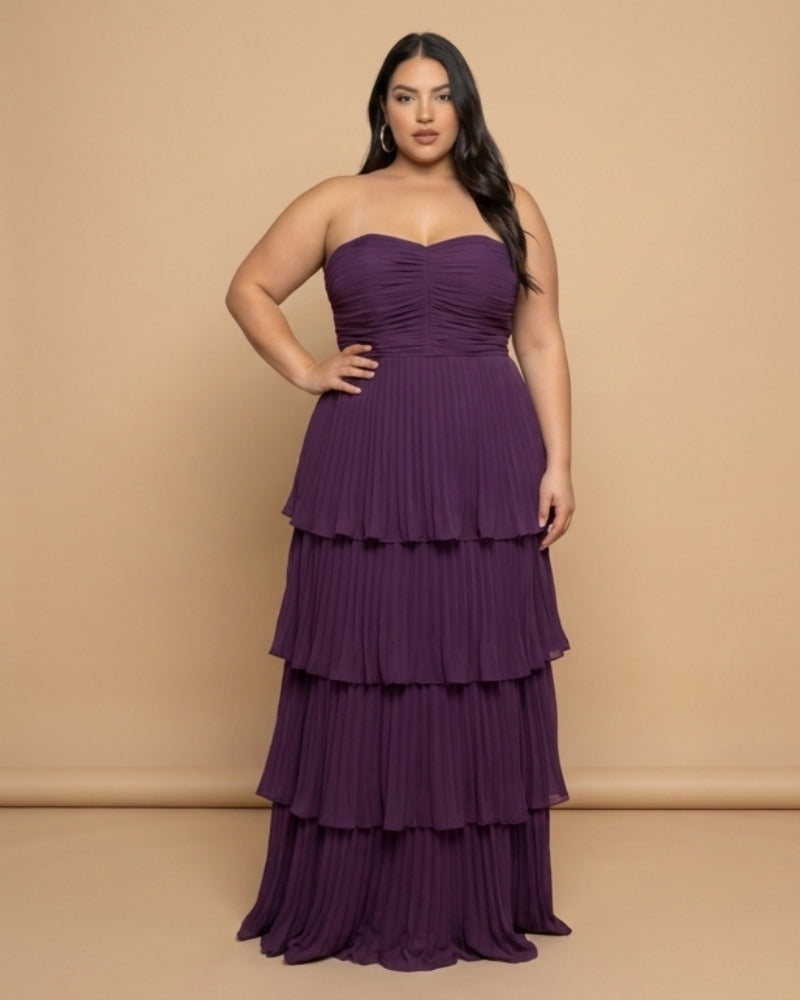 Chantarae Elegant Plus Size A-Line Chiffon Bridesmaid Dress with Sweetheart Neckline - N0373