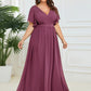 Plus Size Pleated Tie-Waist Chiffon Bridesmaid Dress