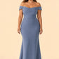 Plus Size Off Shoulder Ruched Bridesmaid Dress with Statement Back Bow