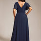 Plus Size Pleated A-Line Shiny Belt Chiffon Formal Evening Dress
