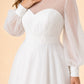 Minimalist Plus Size Wedding Gown with Sheer Long Sleeves