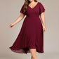 Plus Size Flowing Chiffon V-Neck Ruffle Sleeves Wedding Guest Dress