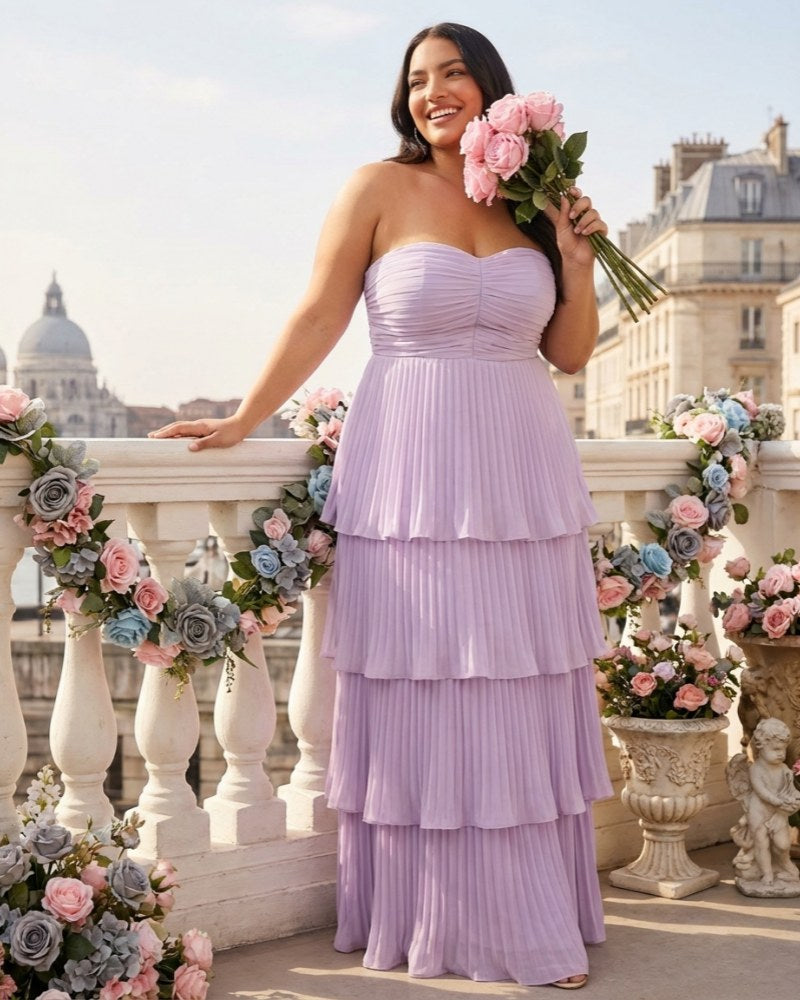 Chantarae Elegant Plus Size A-Line Chiffon Bridesmaid Dress with Sweetheart Neckline - N0373