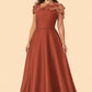 Plus Size Backless A-Line Formal Gown with Floral Appliqué and Satin Skirt