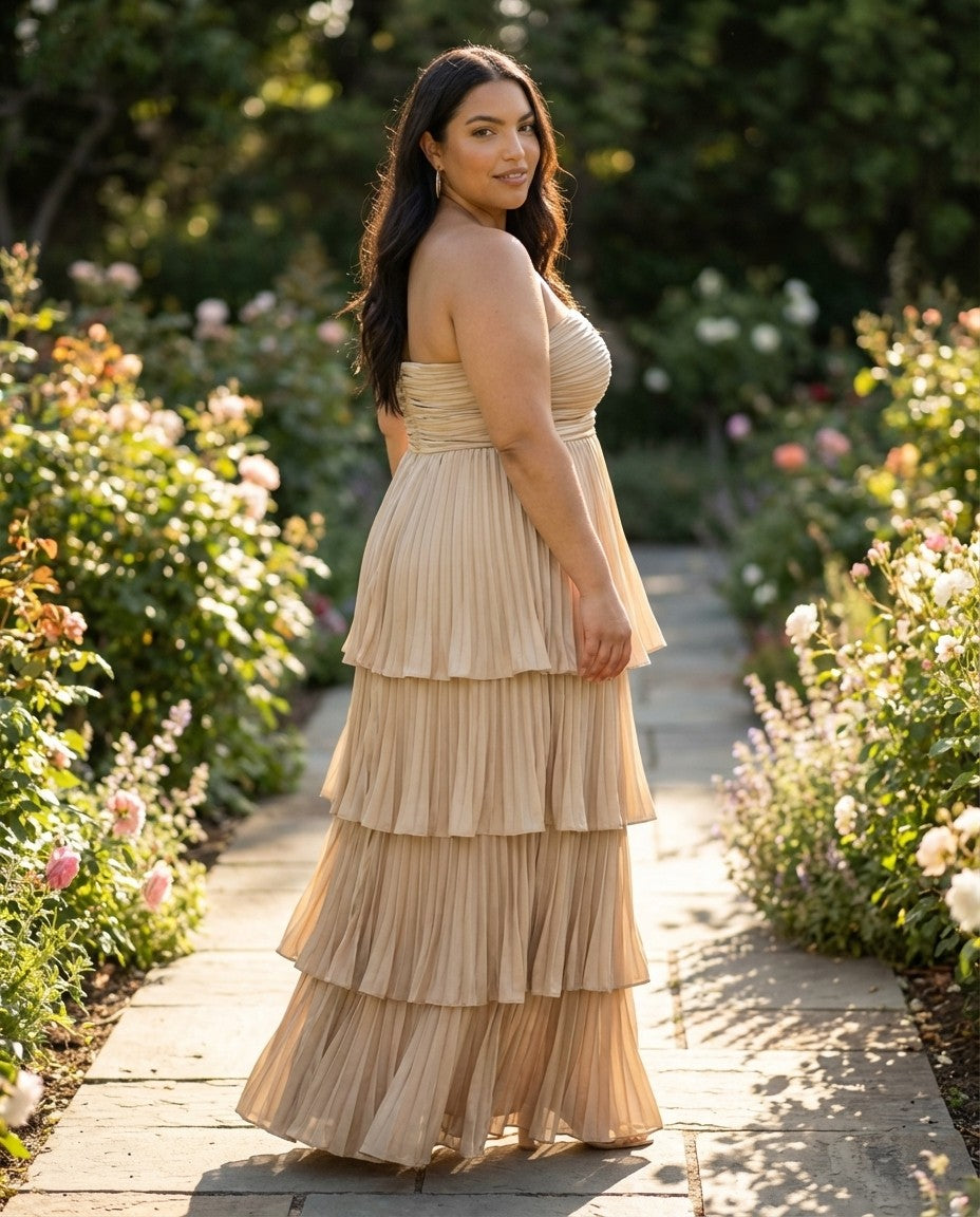 Chantarae Plus Size A Line Bridesmaid Dress Sweetheart Neckline Tiered Ruffle for Wedding Prom Evening Party - N0481