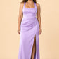 Plus Size Mermaid Bridesmaid Dress with Ruched Waist Detail and Elegant Open Back Design