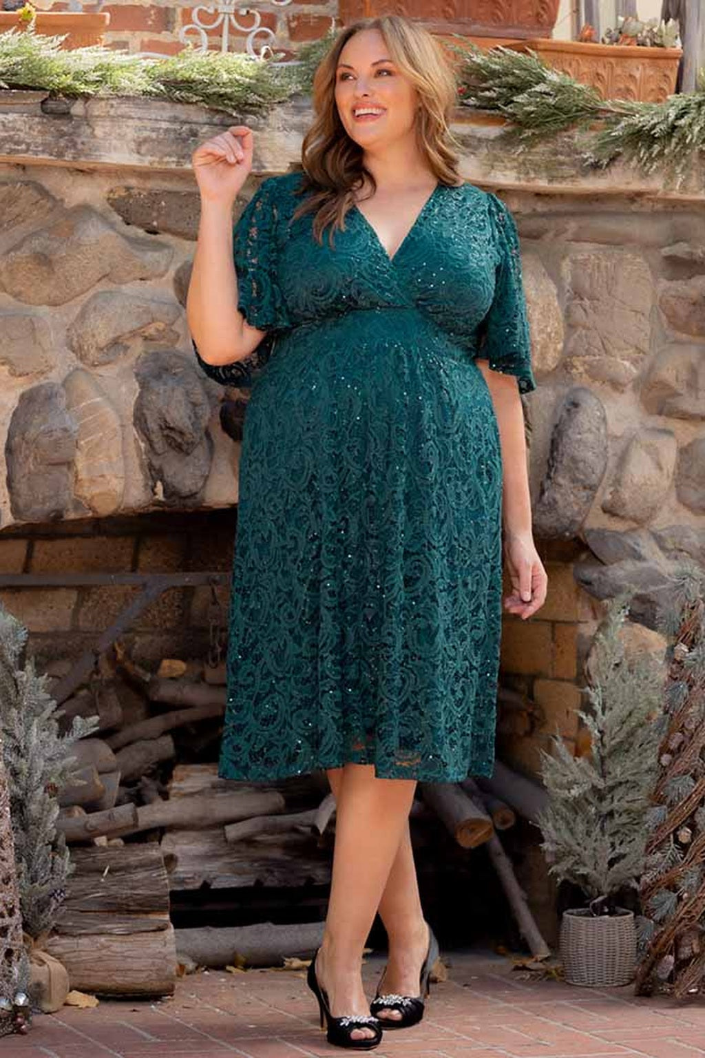 Starry Sequined Lace Cocktail Dress