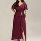 Plus Size Rhinestone Embellished Chiffon Ruffle Sleeve Dress