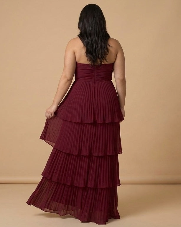 Chantarae Sophisticated Plus Size A-Line Chiffon Bridesmaid Gown - N0374