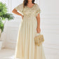 Plus Size V-Neck Short Sleeve Sequin Bodice Mother of the Bride Dress