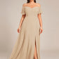 Plus Size Cold Shoulder Formal Bridesmaid Dress with Side Slit