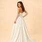 Strapless A-Line Wedding Dress with Basque Waist Beading Slit Open Back for Plus Size Brides