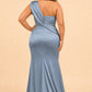 Elegant Plus Size Mermaid Bridesmaid Dress One Shoulder Open Back Detail