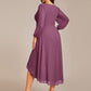 Plus Size Chiffon A-Line 3/4 Sleeves Asymmetrical Hem Wedding Guest Dress