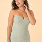 Plus Size Strapless Bridesmaid Dress with Cutout Back Bow and Slit