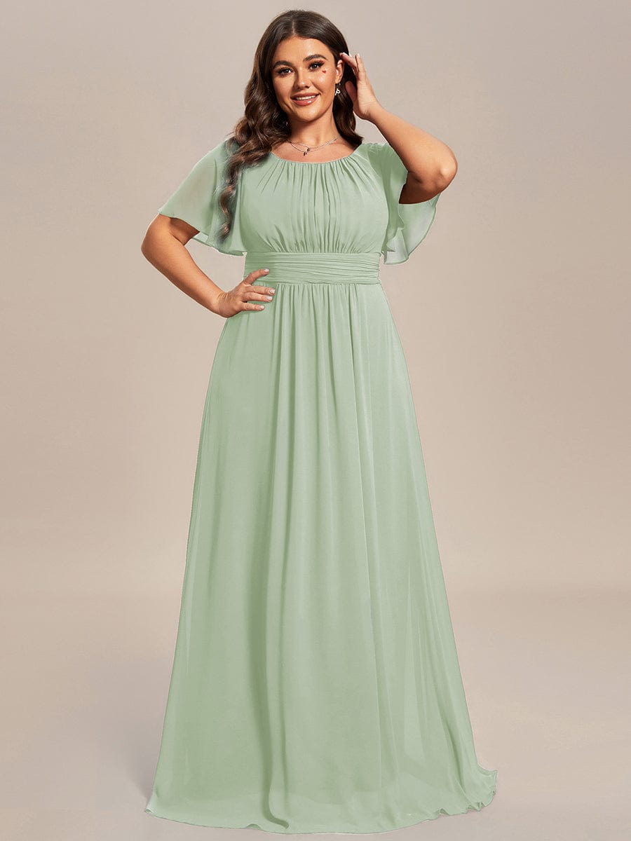 Plus Size Simple Chiffon Pleated A-Line Bridesmaid Dress