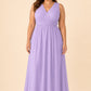 Elegant Plus Size Bridesmaid Dress with Lace Panel Back and Soft Pleats