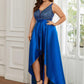 High Low Sleeveless Plus Size Dresses With Sequin for Evening
