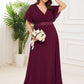 Plus Size Simple Empire Waist Flutter Sleeve Evening Dress