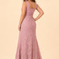 Plus Size Evening Gown with Ruched Lace Bodice and 3D Floral Detail