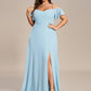 Plus Size Cold Shoulder Formal Bridesmaid Dress with Side Slit