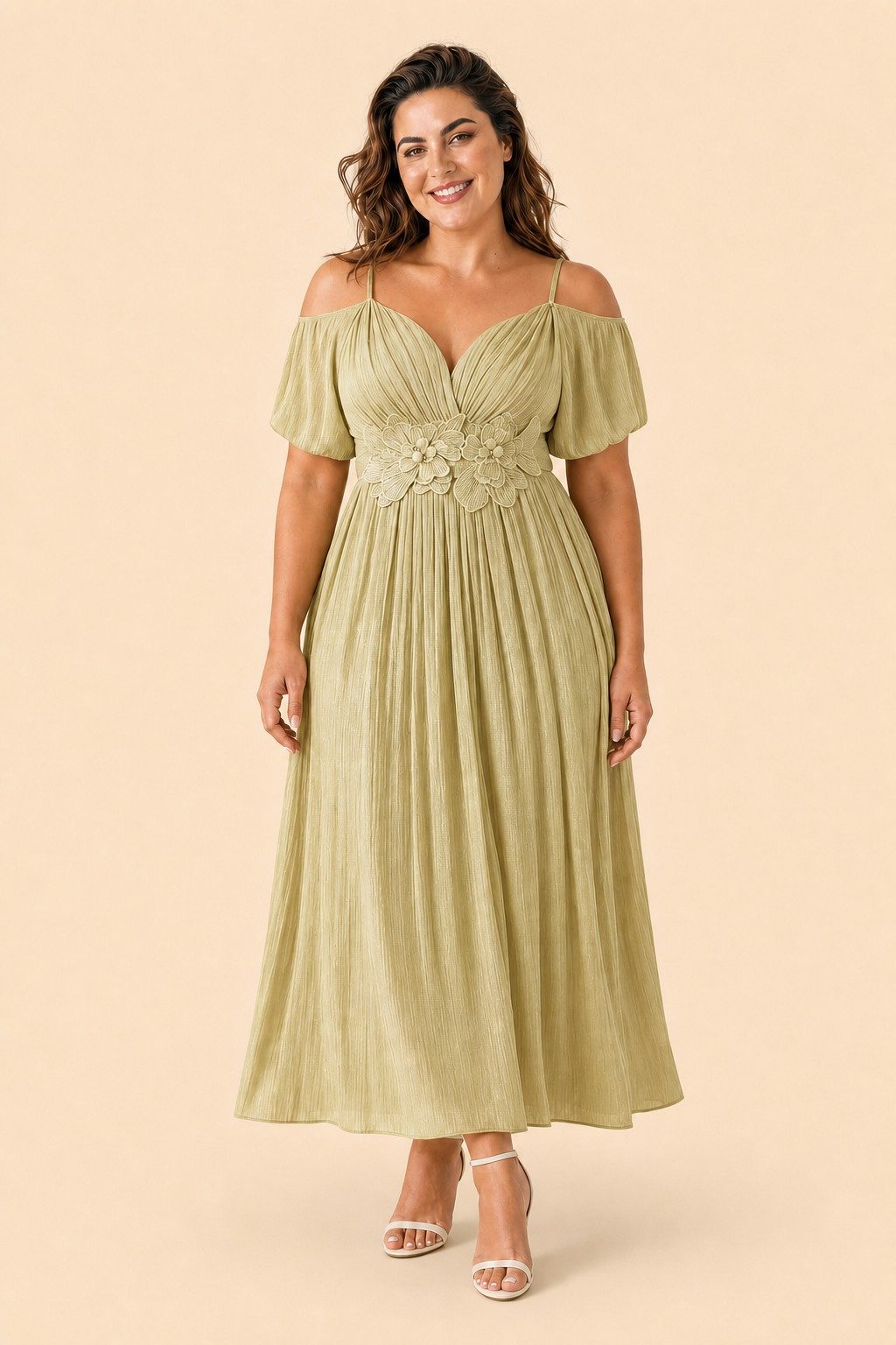 Elegant Plus Size Bridesmaid Dress with Pleated A-Line Silhouette