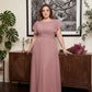 Avenleigh Plus Size Half Sleeve Pleated Chiffon A-Line Bridesmaid Dress for Wedding Party - N0338