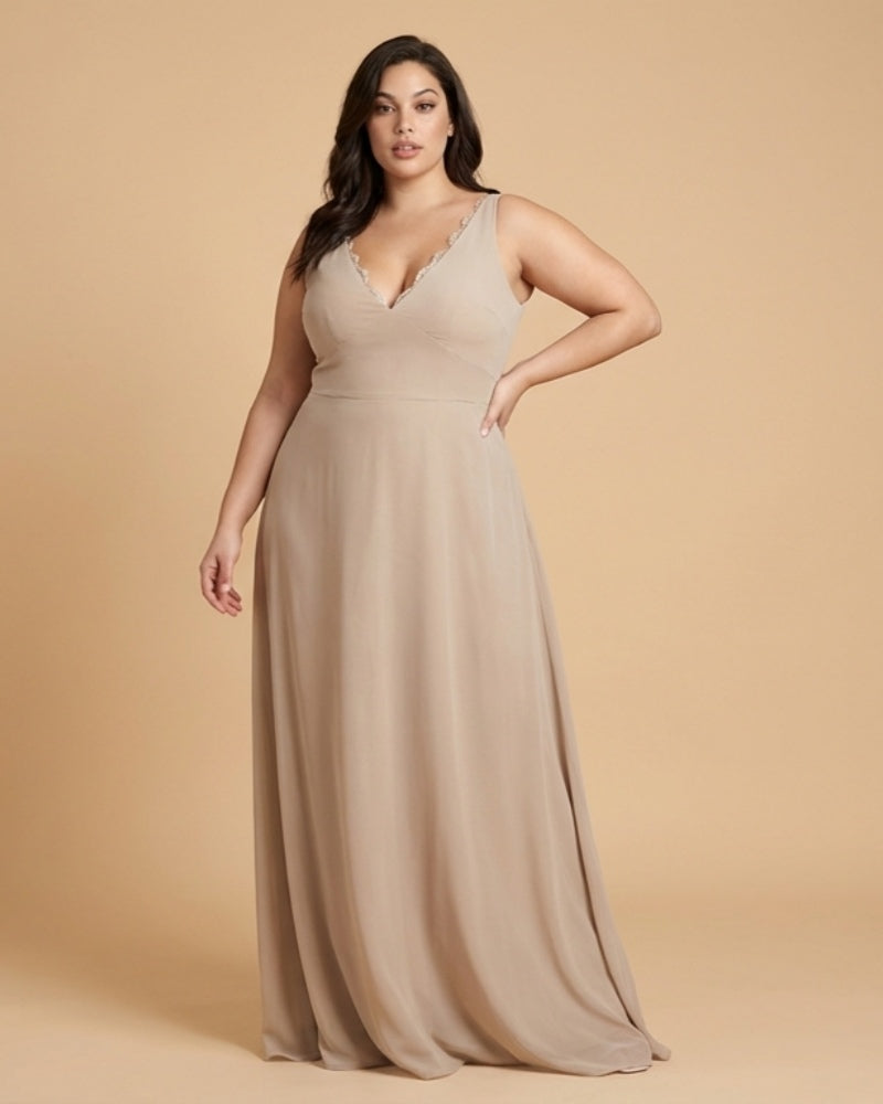 Silvarelle Flattering Plus Size Sheath Chiffon Dress with Lightweight Fabric for Wedding -N0368