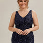 Plus Size Knotted Sequin Formal Evening Dress