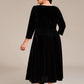Plus Size Elegant Pleated Velvet Stretchy Tea Length Wedding Guest Dress