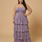 Chantarae Plus Size Timeless Satin A Line Strapless Bridesmaid Dress Elegant Sweetheart Satin Gown for Wedding  -N0387