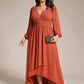 Plus Size V-Neck Long Lantern Sleeves A-Line Chiffon Bridesmaid Dress