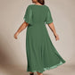 Plus Size Elegant Short Sleeves V-Neck Floral Applique Wedding Guest Dress