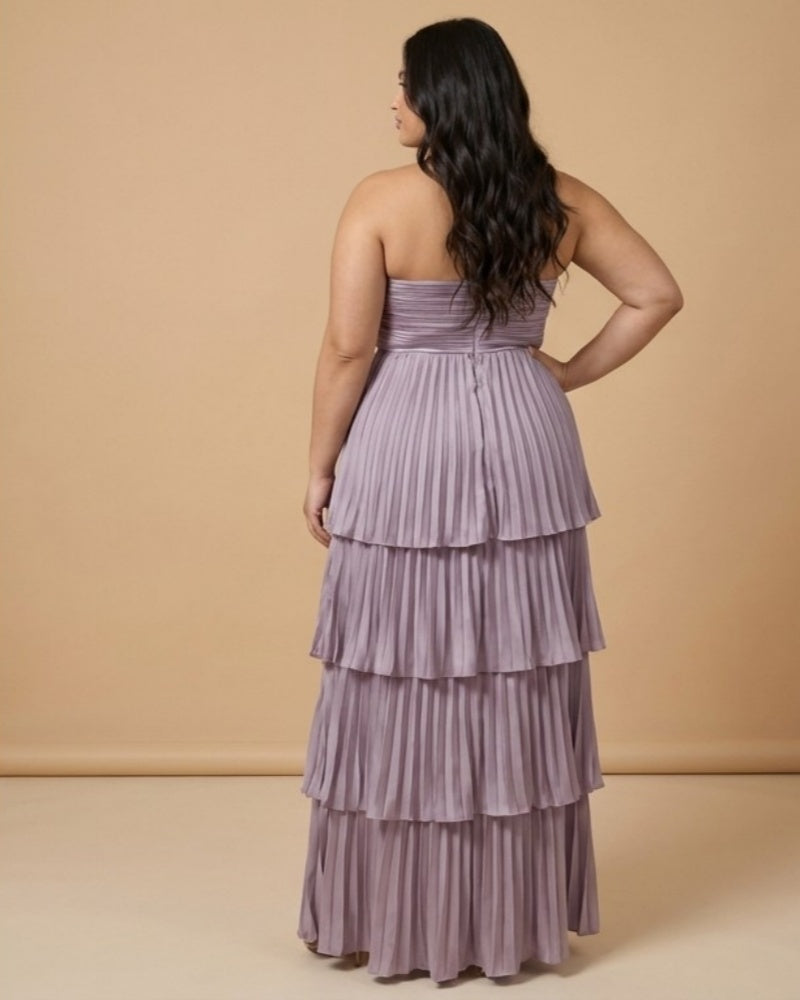 Chantarae Plus Size Timeless Satin A Line Strapless Bridesmaid Dress Elegant Sweetheart Satin Gown for Wedding  -N0387